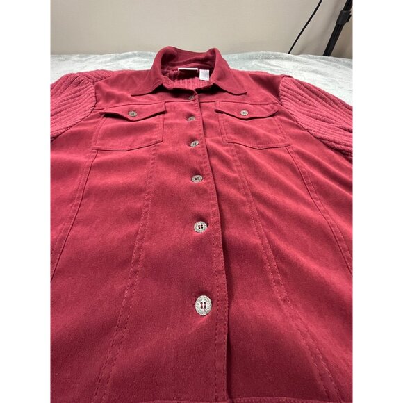 Alfred Dunner Womens XL Burgundy Corduroy Shacket Button-Up Jacket - Picture 8 of 13